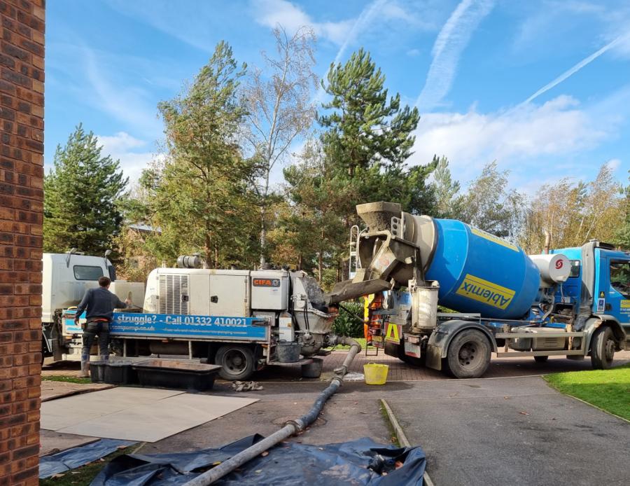 Concrete delivery on a commercial building job