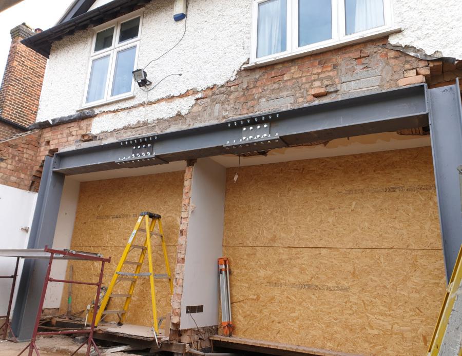Structural building work taking place