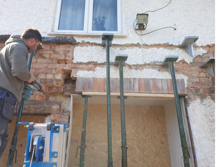 Structural building work taking place