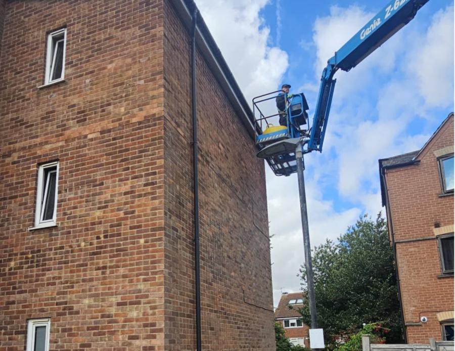 High level maintenance using a cherry picker