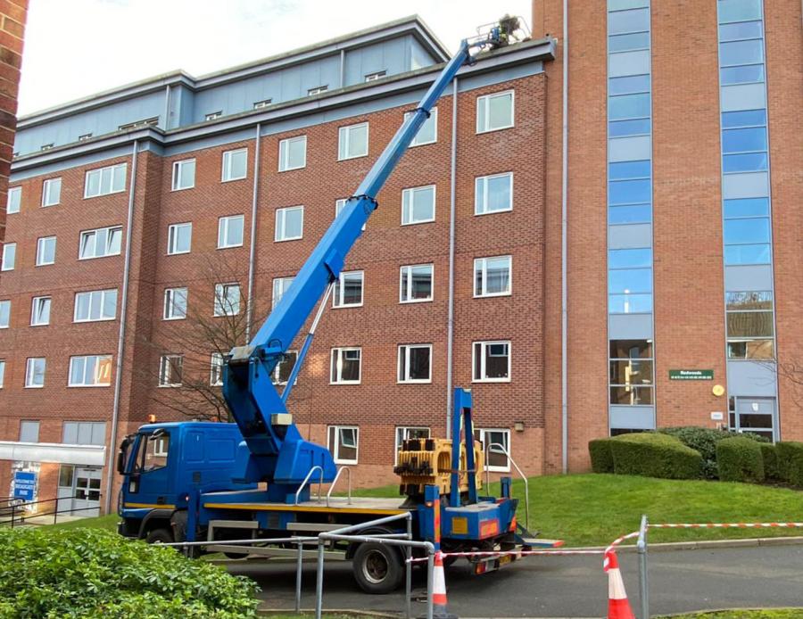 High level commercial maintenance on a five-story building